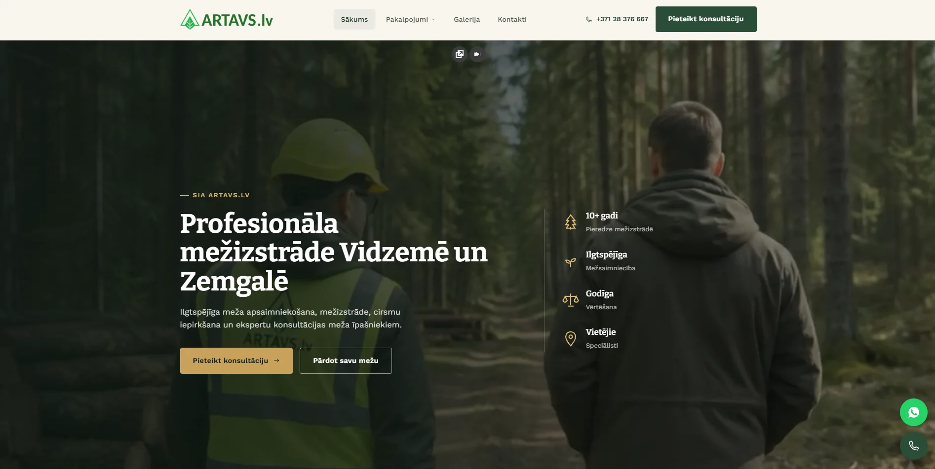 ARTAVS mežizstrādes un meža apsaimniekošanas mājaslapa